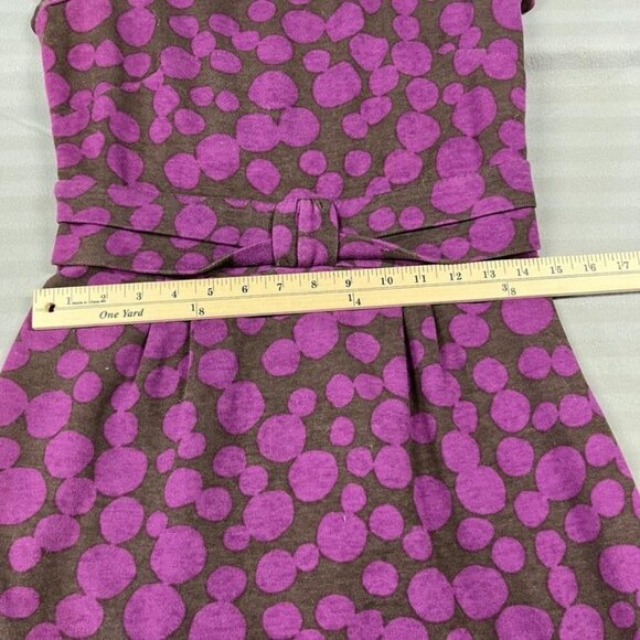 Boden Dress Womens US 10 Purple Brown Polka Dot Short Sleeve Belted Knee Length - Picture 6 of 6